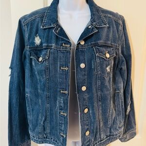 Express Distressed Blue Jean Jacket